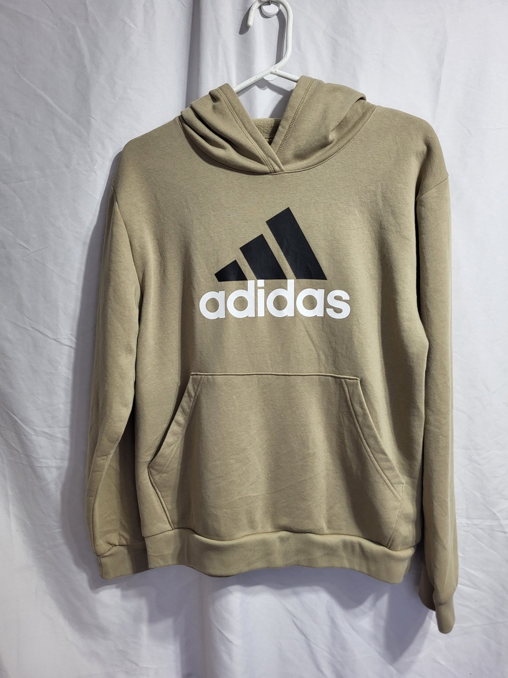 adidas Khaki Pullover Hoodie with Black Logo, Size XL